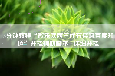 3分钟教程“微乐陕西三代有挂嘛百度知道”开挂辅助脚本+详细开挂