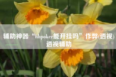 辅助神器“hhpoker能开挂吗”作弊(透视)透视辅助