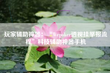 玩家辅助神器：“Wepoker透视挂举报流程”科技辅助神器手机
