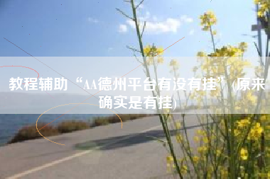 教程辅助“AA德州平台有没有挂”(原来确实是有挂)