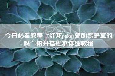 今日必看教程“红龙poker辅助器是真的吗”附开挂脚本详细教程