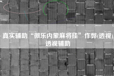 真实辅助“微乐内蒙麻将挂”作弊(透视)透视辅助