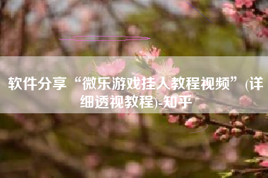 软件分享“微乐游戏挂人教程视频”(详细透视教程)-知乎