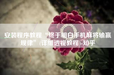 安装程序教程“终于明白手机麻将输赢规律”(详细透视教程)-知乎