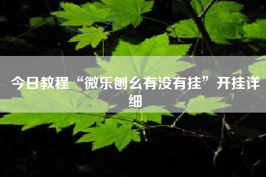 今日教程“微乐刨幺有没有挂”开挂详细