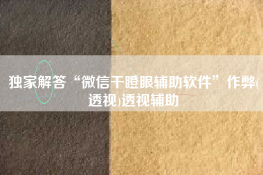 独家解答“微信干瞪眼辅助软件”作弊(透视)透视辅助